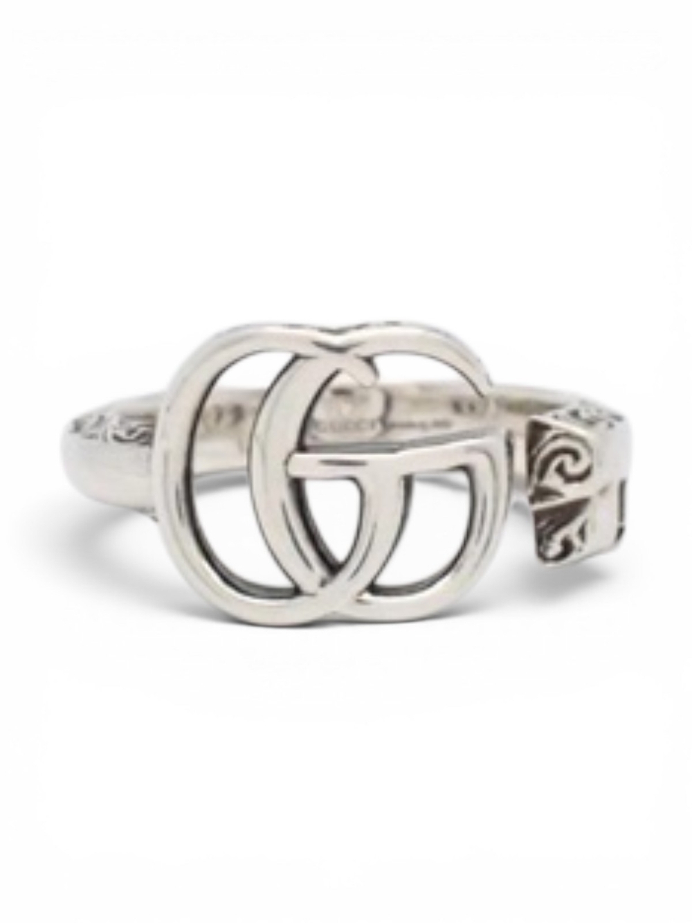 GUCCI RING 925 Silver GG Interlocking Logo Ring